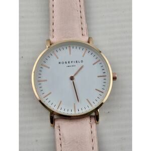 Rosefield Swiss Ladies Quartz Watch Rose Gold Bezel Pink Band New Battery Runs